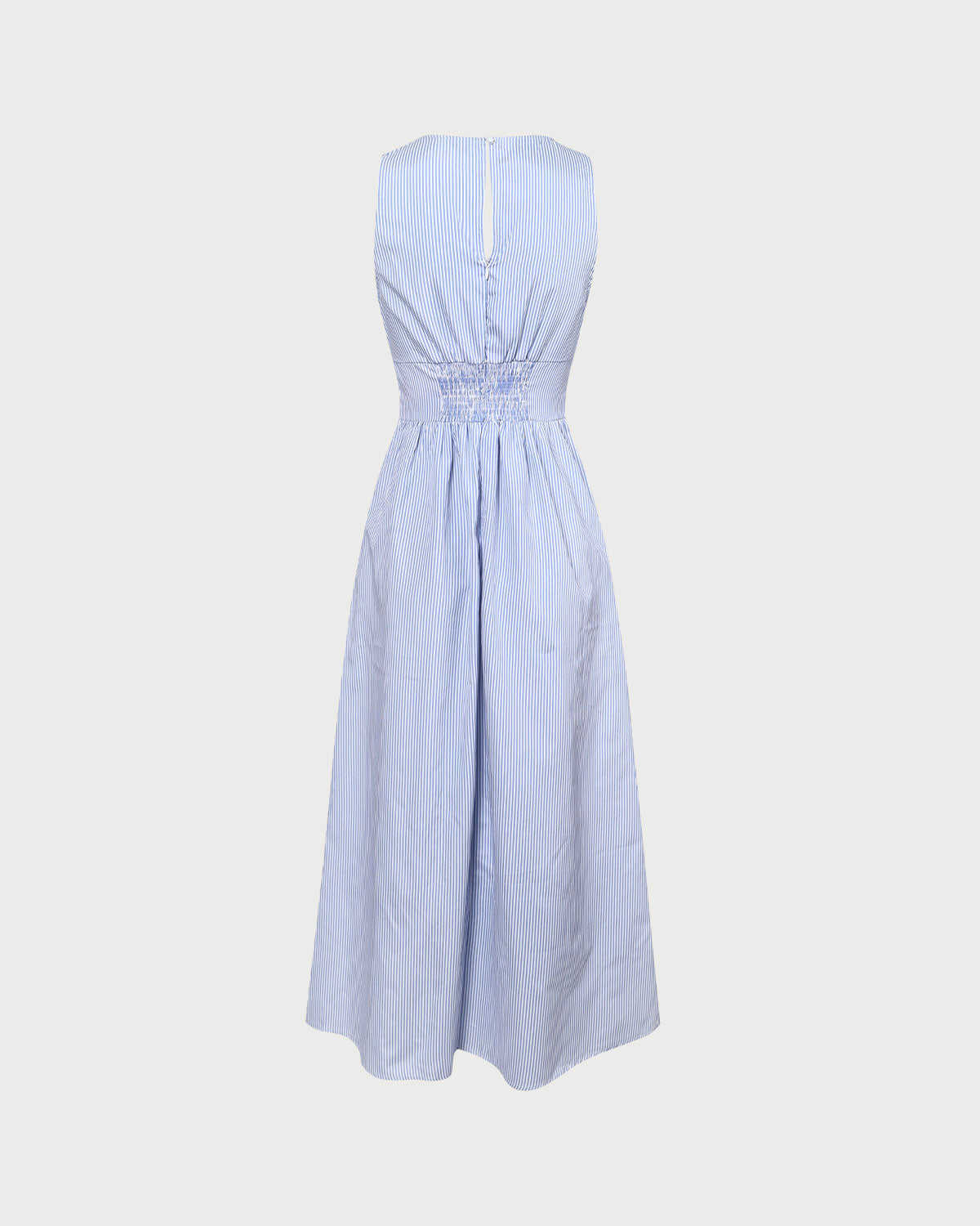 Thea | Shirred Fit V Neck Striped Maxi Dress