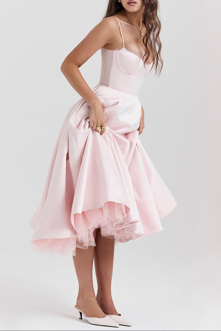Tilly | Fitted Velvet Wedding Guest Midi Dress