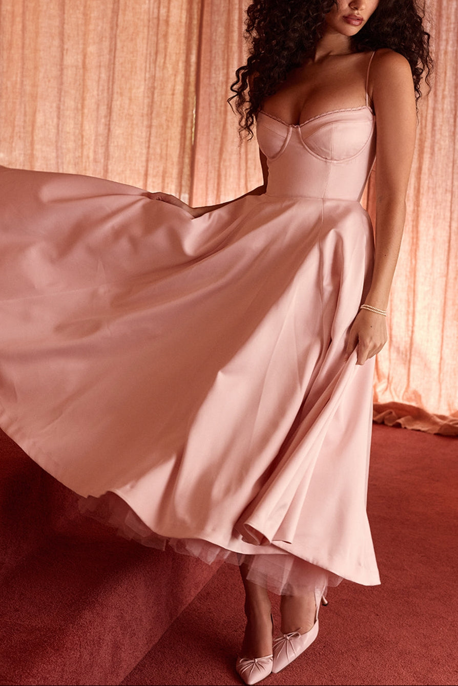Tilly | Fitted Velvet Wedding Guest Midi Dress