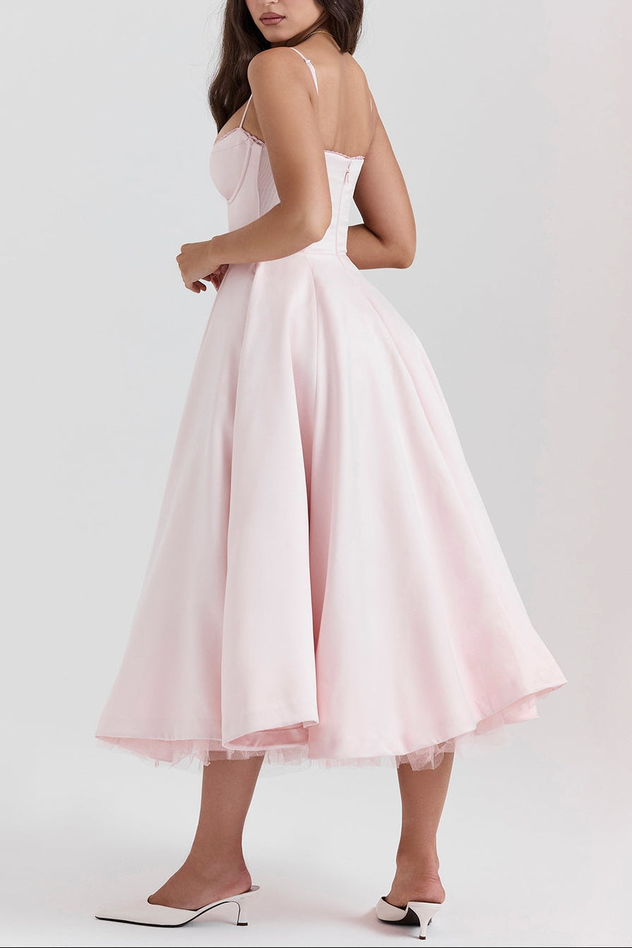 Tilly | Fitted Velvet Wedding Guest Midi Dress