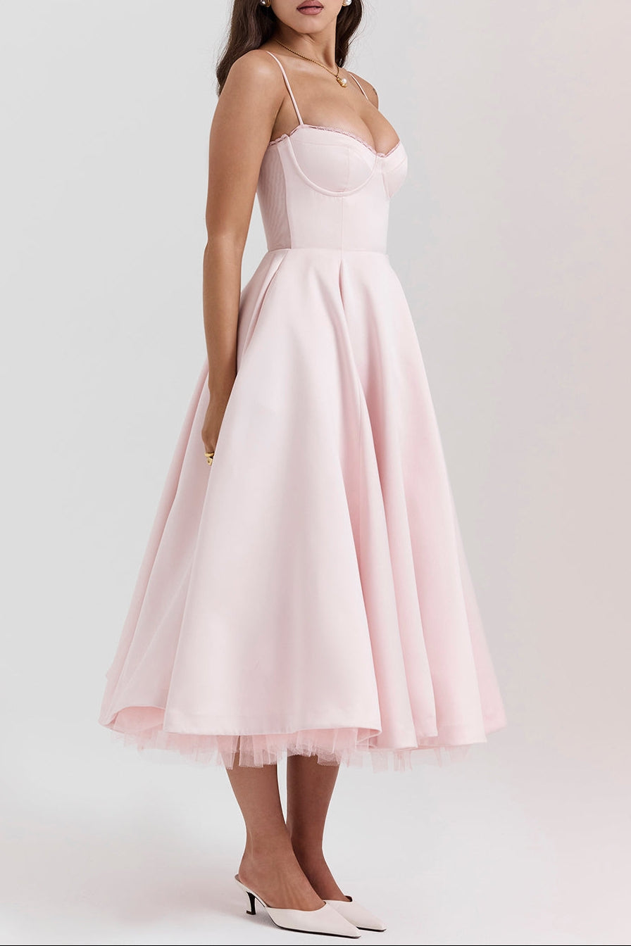 Tilly | Fitted Velvet Wedding Guest Midi Dress
