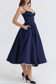 Tilly | Fitted Velvet Wedding Guest Midi Dress