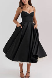 Tilly | Fitted Velvet Wedding Guest Midi Dress