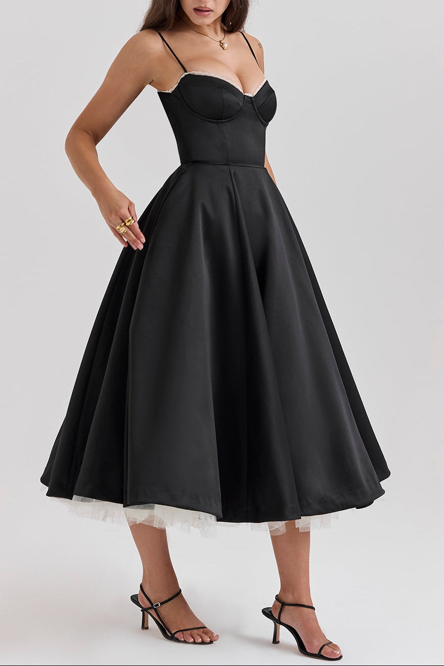 Tilly | Fitted Velvet Wedding Guest Midi Dress