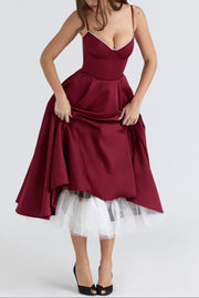 Tilly | Fitted Velvet Wedding Guest Midi Dress