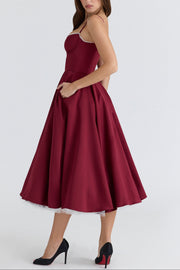Tilly | Fitted Velvet Wedding Guest Midi Dress