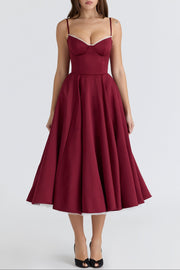 Tilly | Fitted Velvet Wedding Guest Midi Dress