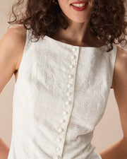 Trinity | Boat Neck Jacquard Cotton Wedding Guest Dress