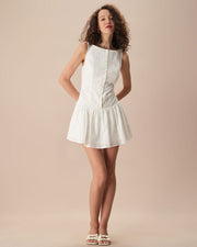 Trinity | Boat Neck Jacquard Cotton Wedding Guest Dress
