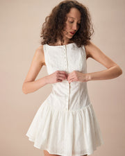 Trinity | Boat Neck Jacquard Cotton Wedding Guest Dress