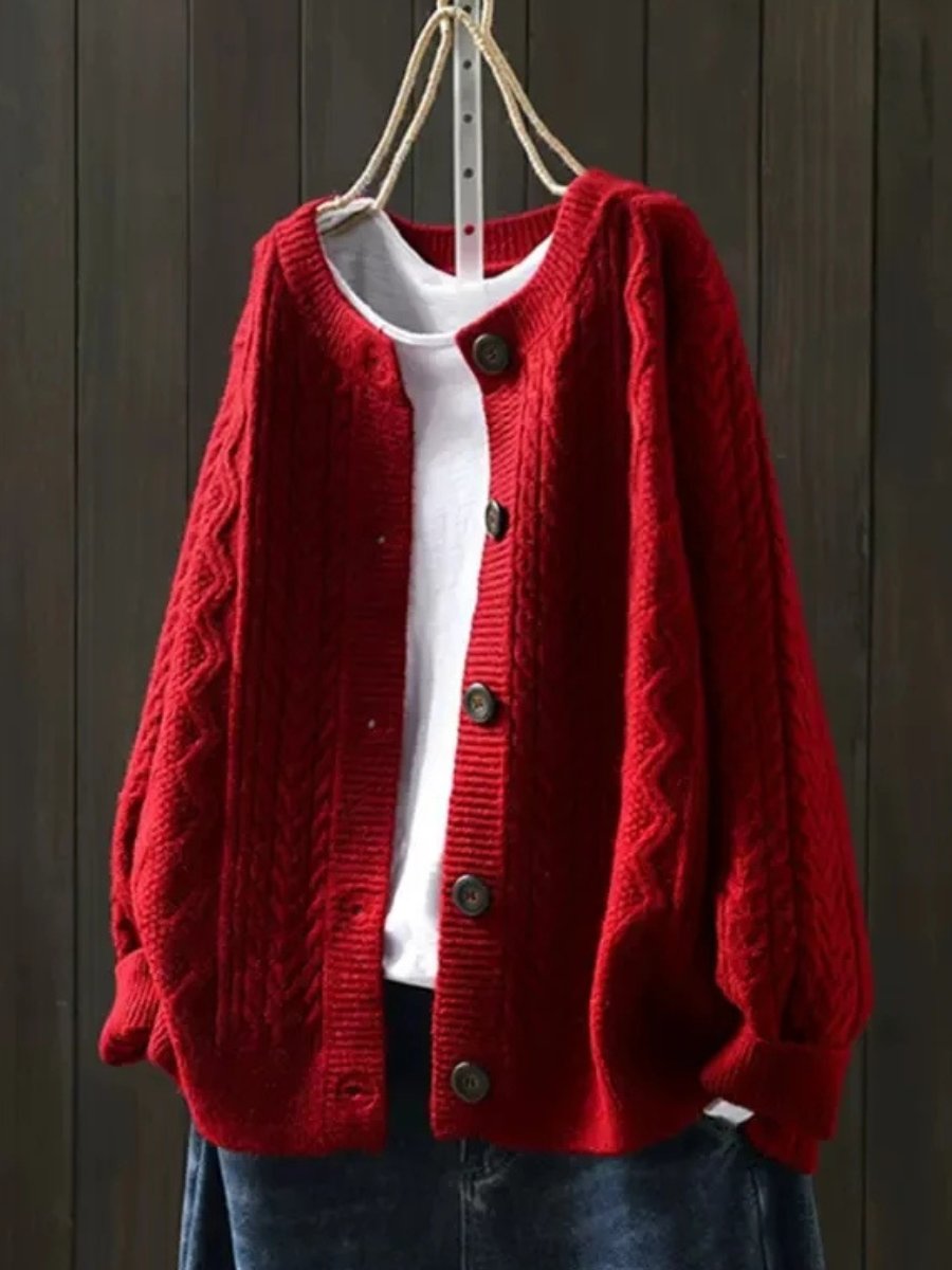 Una | Oversized Cable-Knit Relaxed Fit Cardigan