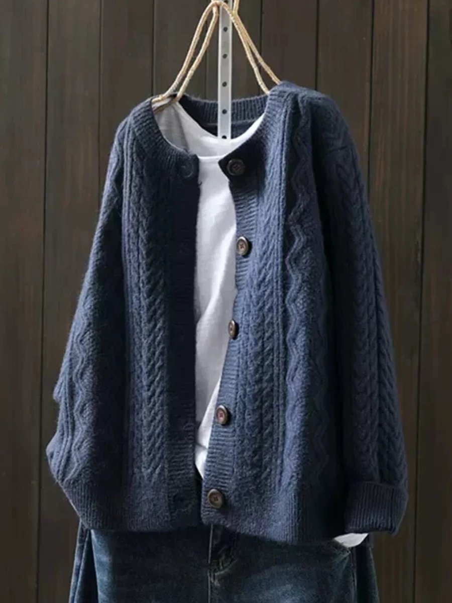Una | Oversized Cable-Knit Relaxed Fit Cardigan