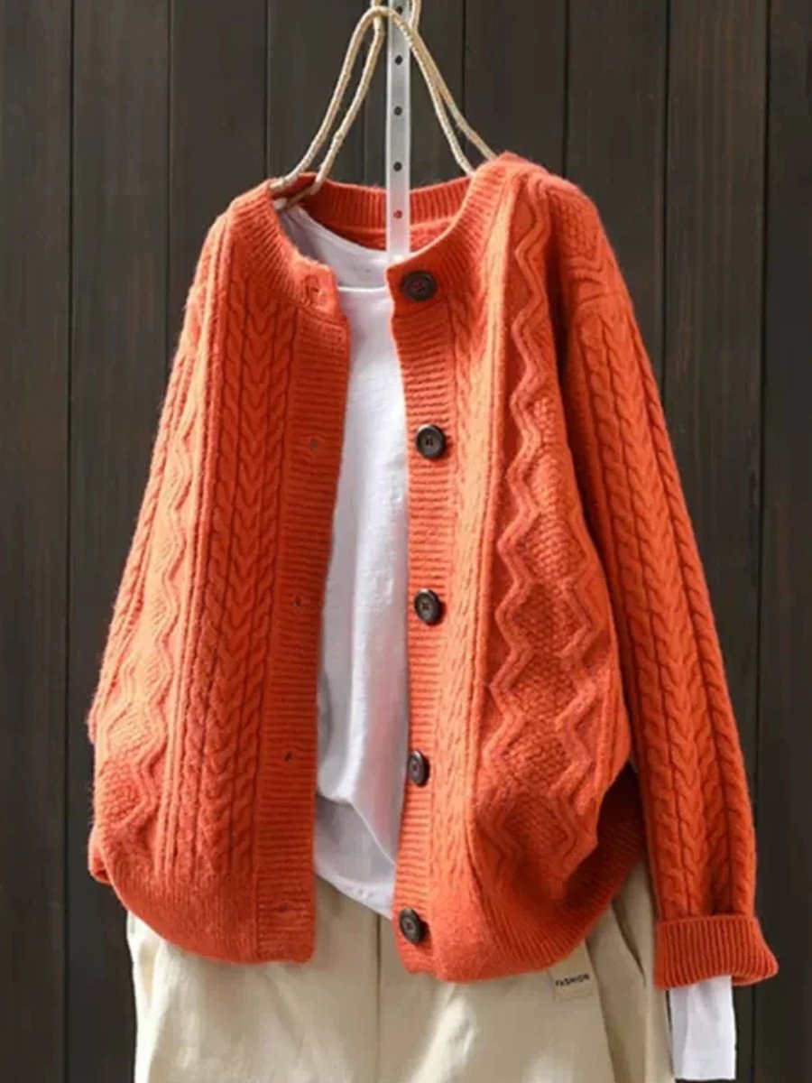 Una | Oversized Cable-Knit Relaxed Fit Cardigan
