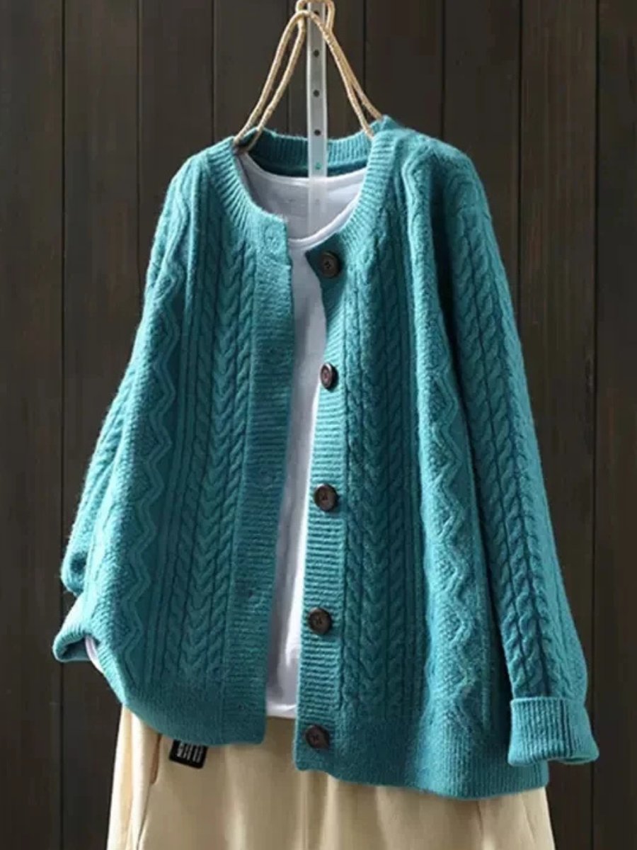 Una | Oversized Cable-Knit Relaxed Fit Cardigan