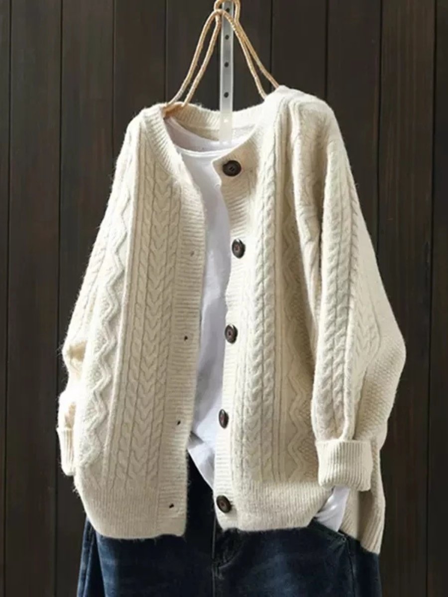 Una | Oversized Cable-Knit Relaxed Fit Cardigan