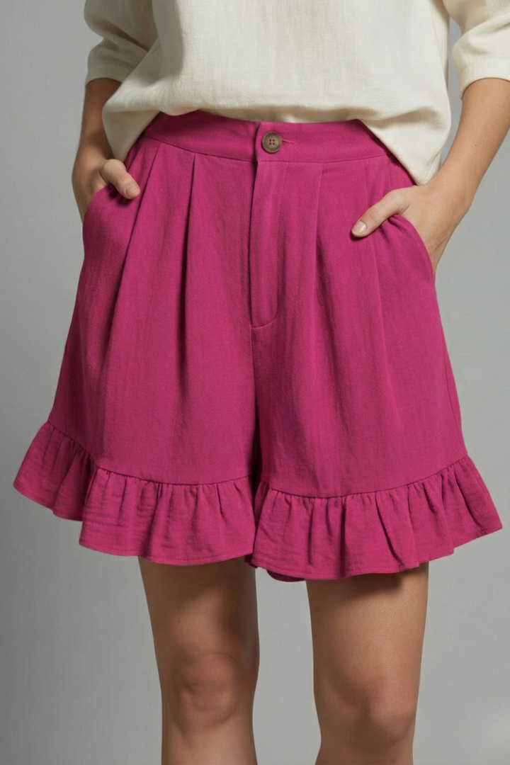 Valeria | High Waist Ruffle Hem Casual Shorts