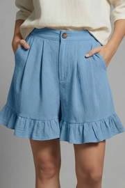 Valeria | High Waist Ruffle Hem Casual Shorts
