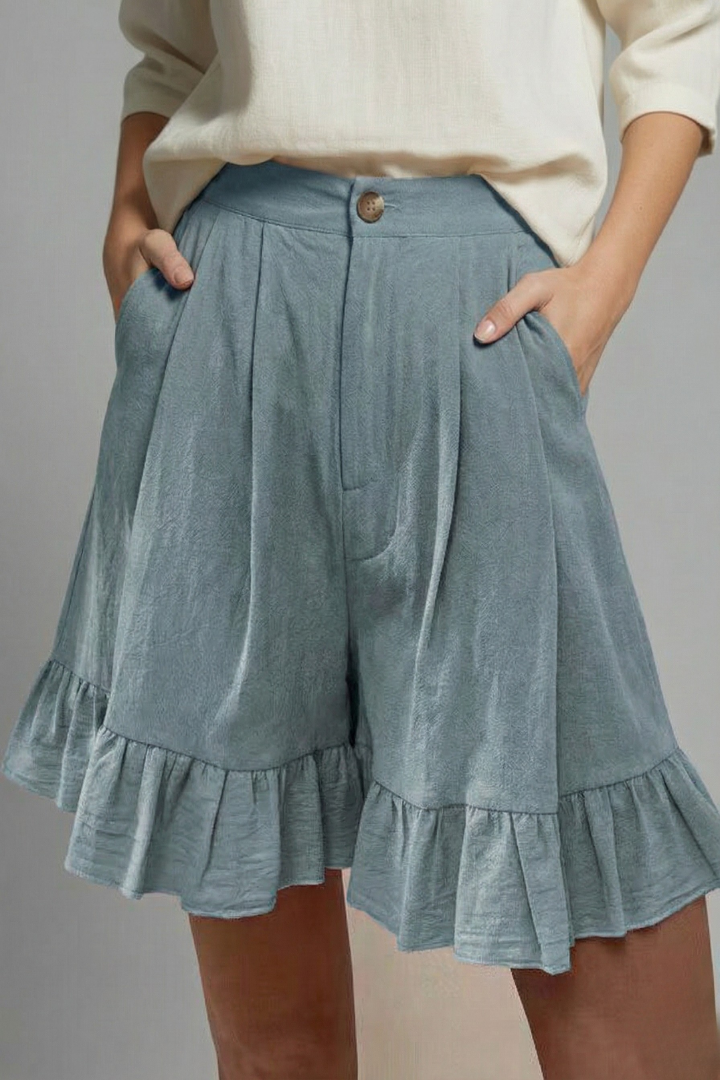 Valeria | High Waist Ruffle Hem Casual Shorts