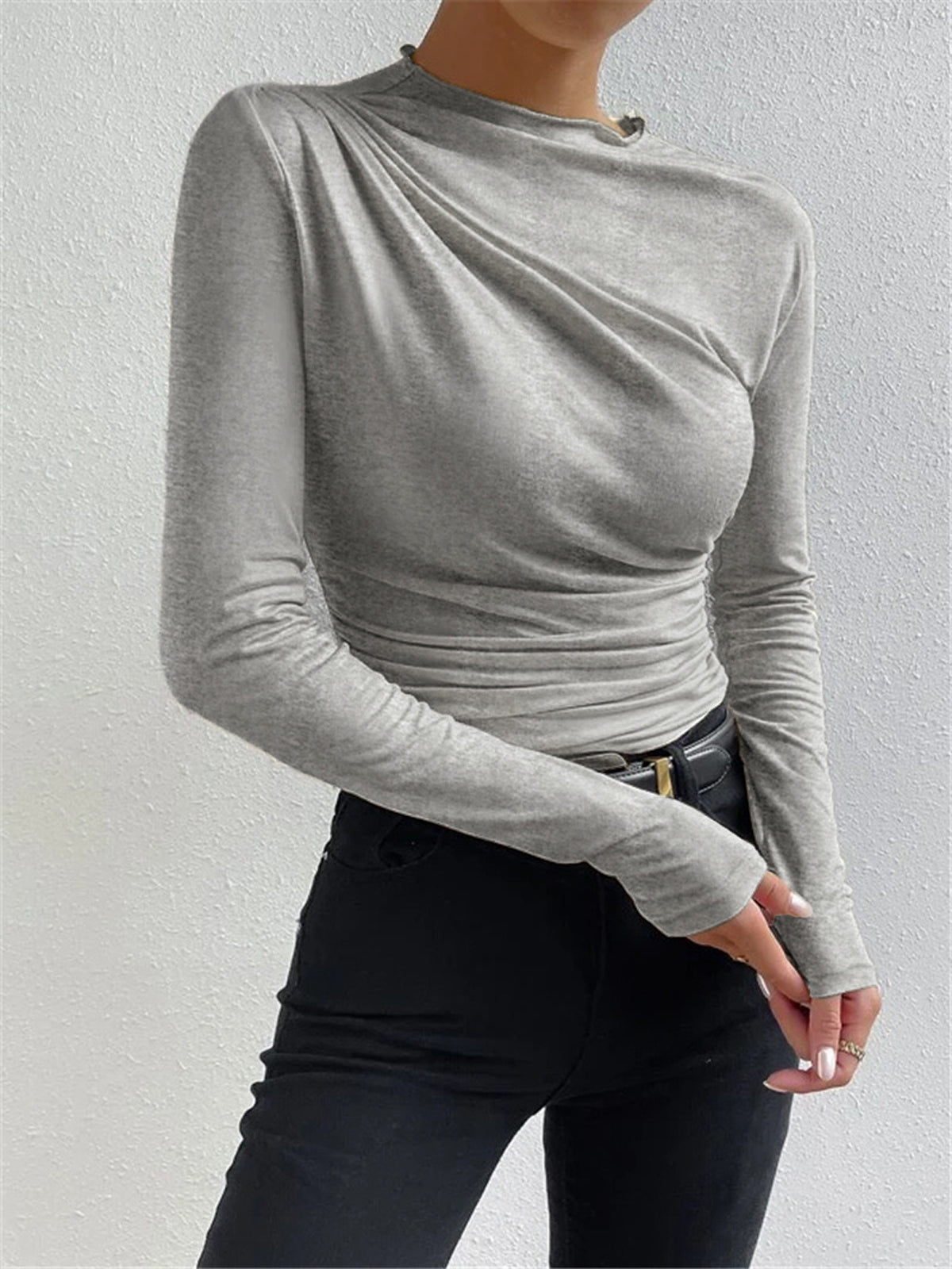 Virginia | Ruched Long Sleeve Holiday Clothes Shirt