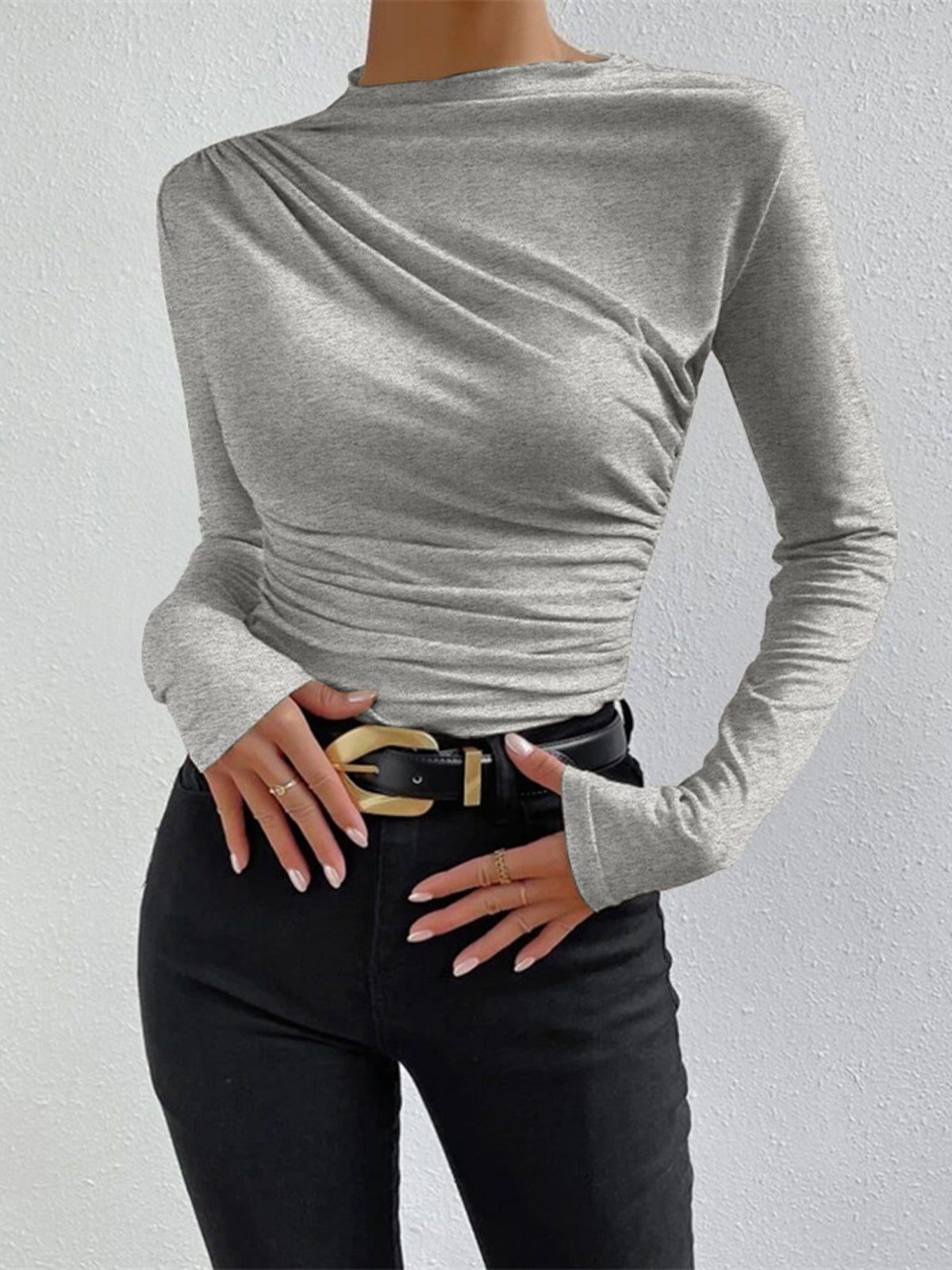 Virginia | Ruched Long Sleeve Holiday Clothes Shirt