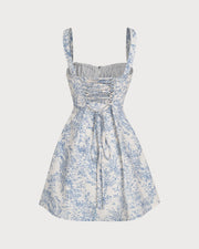 Vivienne | Ruched Fit Blue Floral Sundress