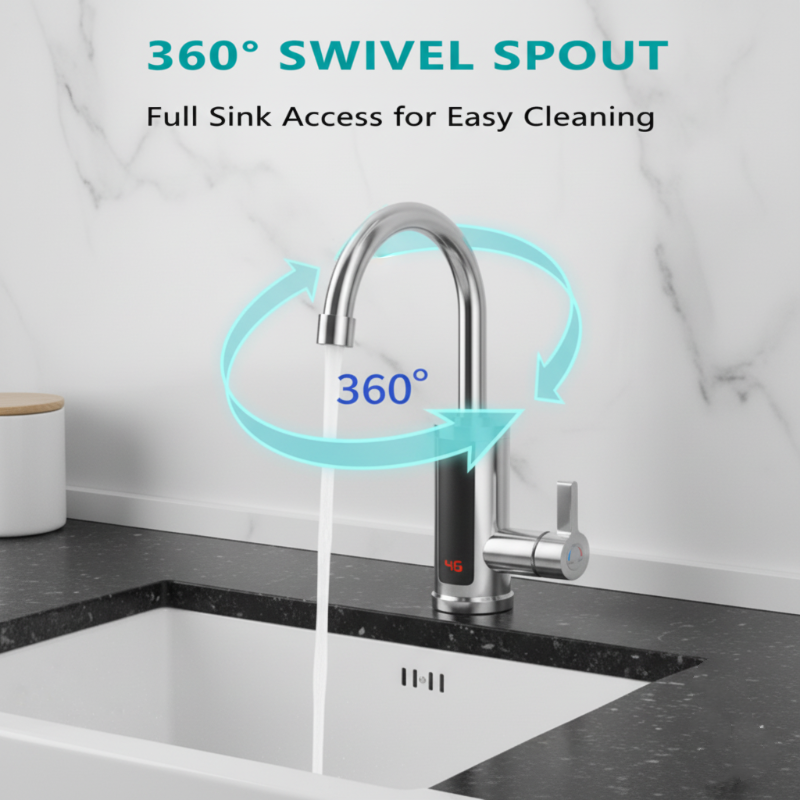 Waterside | Tankless Instant Hot Water Faucet with Digital Temperature Control for Kitchen Use