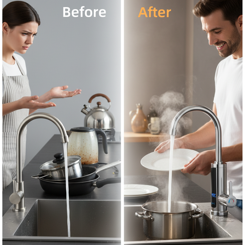 Waterside | Tankless Instant Hot Water Faucet with Digital Temperature Control for Kitchen Use