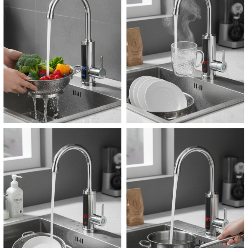Waterside | Tankless Instant Hot Water Faucet with Digital Temperature Control for Kitchen Use