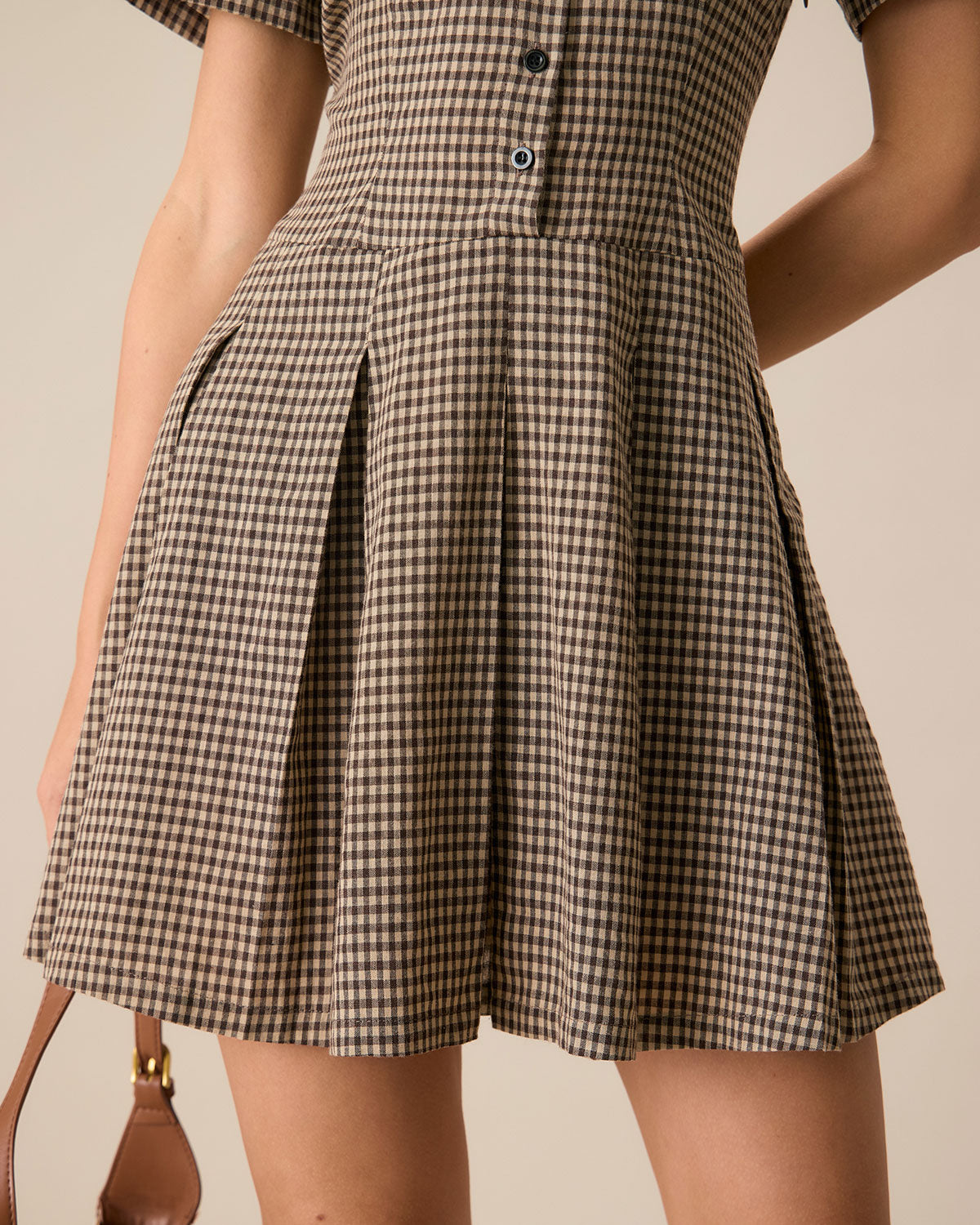 Waverly | Pleated Fit Plaid Lapel Ladies Day Mini Dress