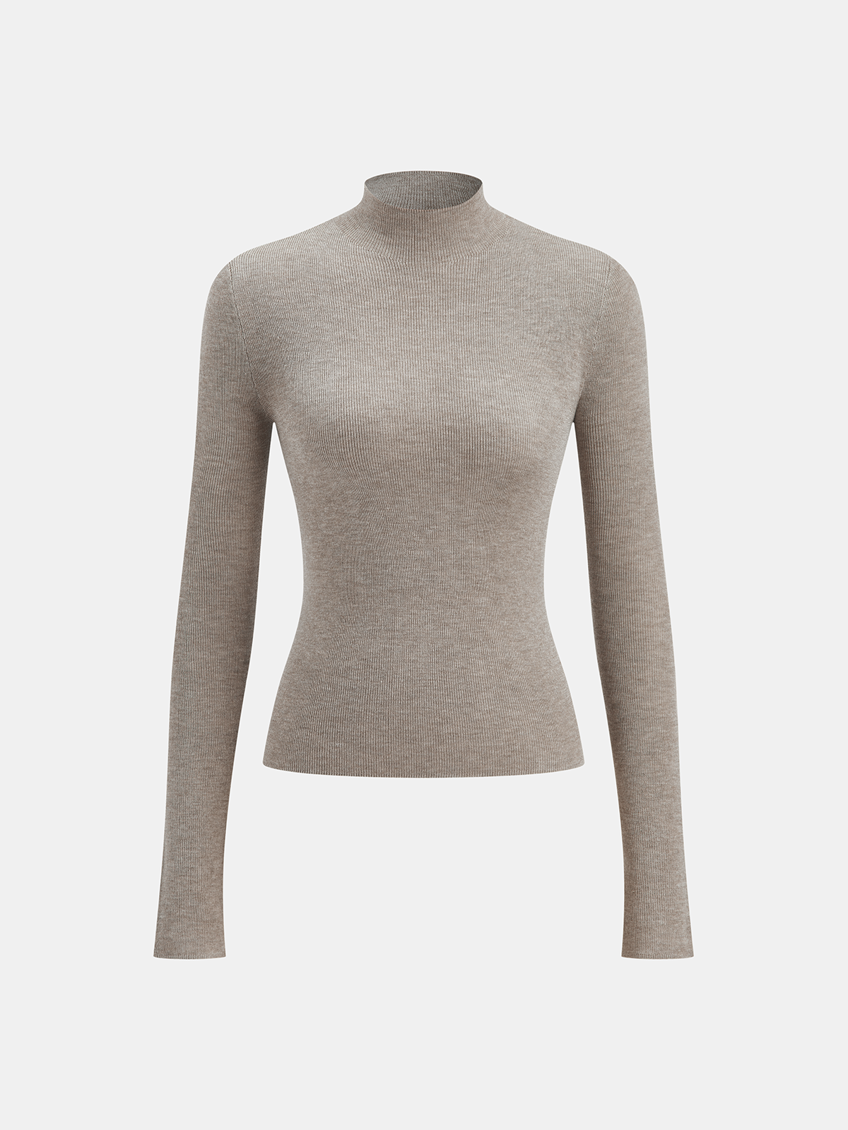 Winter | Fitted Mock Neck Wool-Blend Knit Top