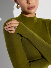 Winter | Fitted Mock Neck Wool-Blend Knit Top