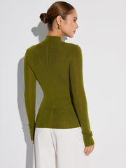 Winter | Fitted Mock Neck Wool-Blend Knit Top