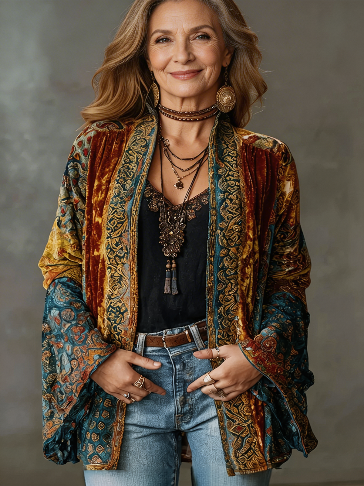 Yasmin | Relaxed Fit Open Front Kimono Jacket