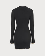 Yolanda | Fitted V Neck Contrast Trim Knit Mini Dress Concert Outfit