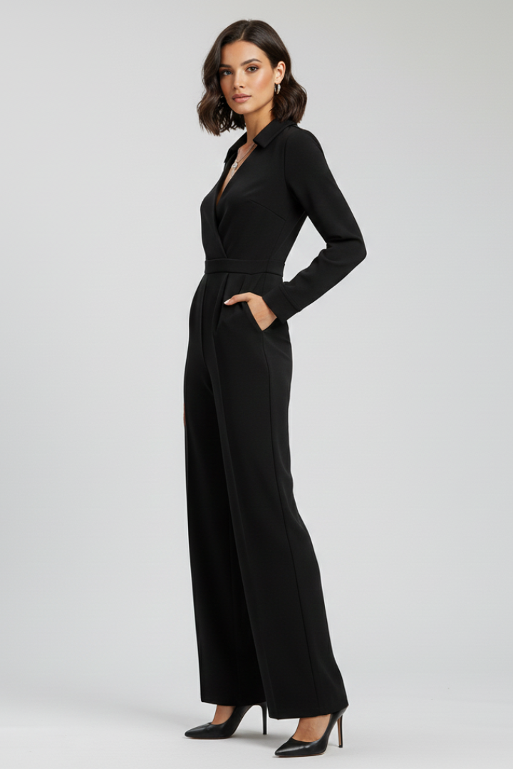Yvette | Collared Wide-Leg Tailored Jumpsuit