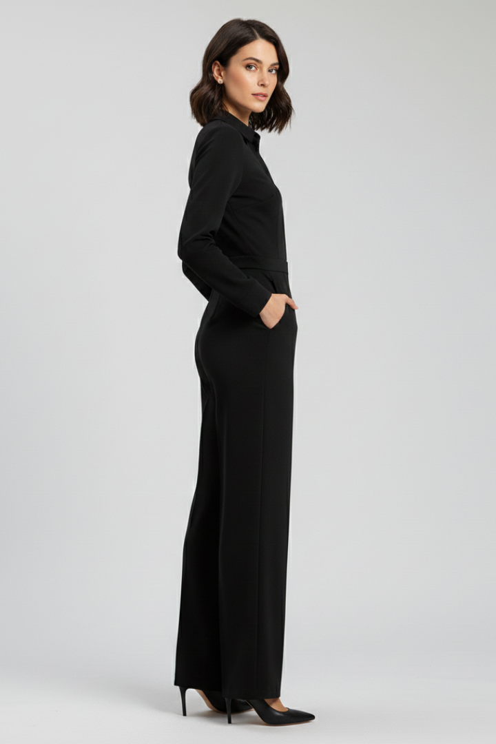 Yvette | Collared Wide-Leg Tailored Jumpsuit