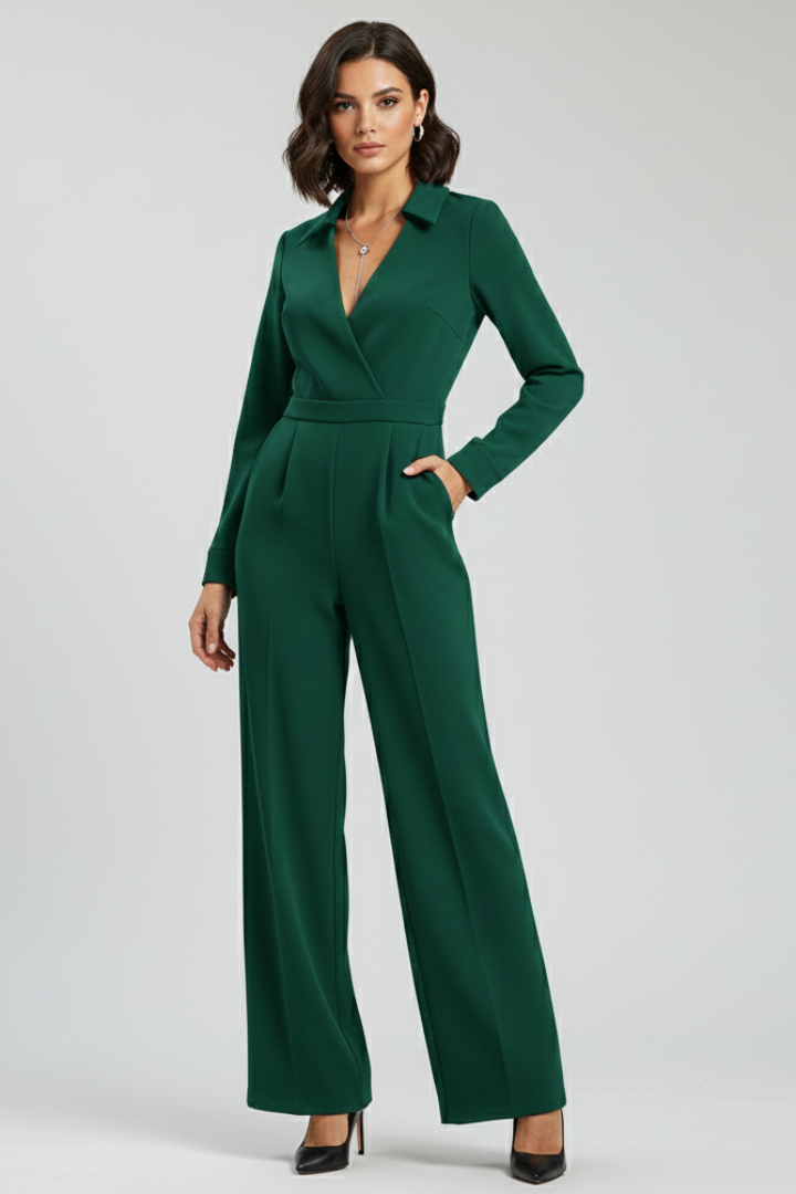Yvette | Collared Wide-Leg Tailored Jumpsuit